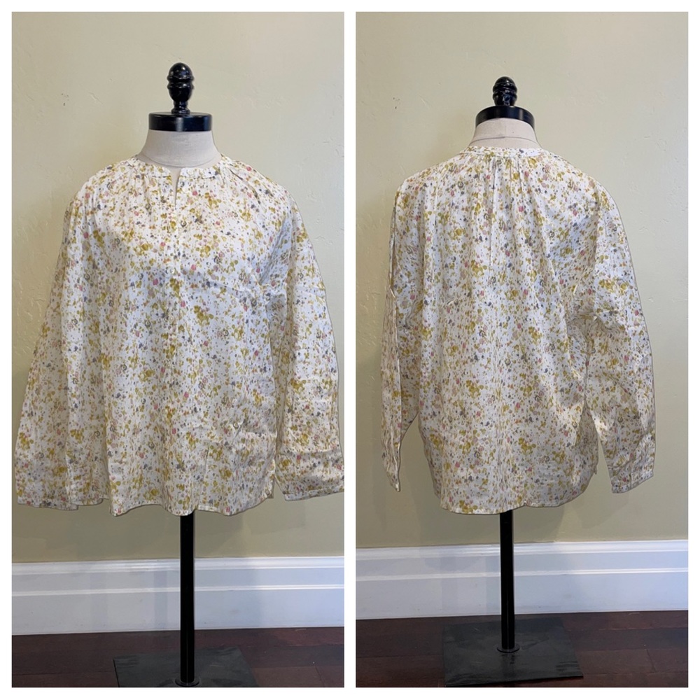 J Crew Cotton-Voile Button-Front Top in Soft Posies Size Medium